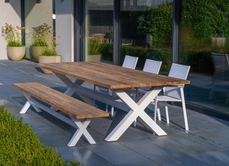 NAUTICA -  Table de repas teck et aluminium