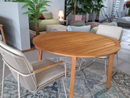 MAYA -  Table de repas ronde en teck