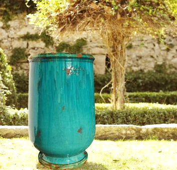 JARRE A HUILE Poterie - (Grand Modèle)  Turquoise Emaillé